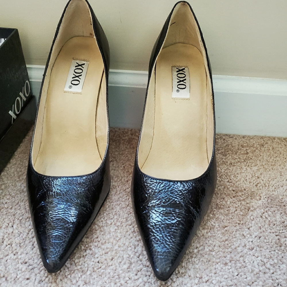 XOXO ombre black patent high heels